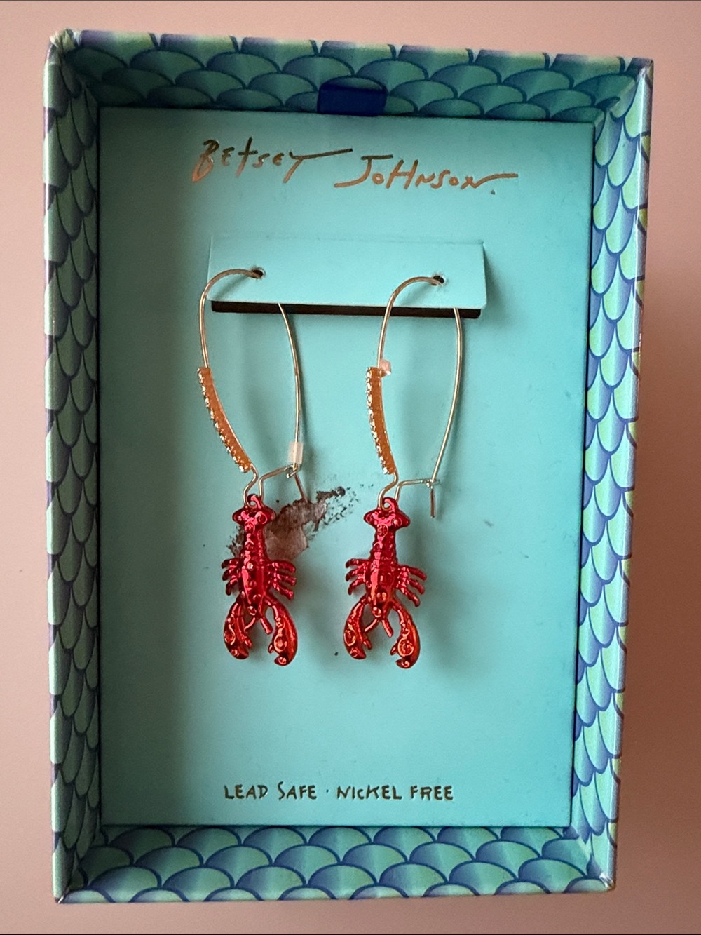 New in Box Betsey Johnson Lobster Earrings